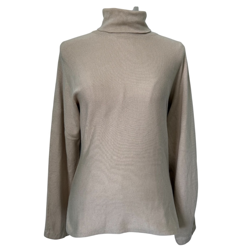 ANN TAYLOR | Beige Silk Blend Turtleneck Sweater Sz M